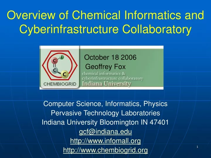 overview of chemical informatics and cyberinfrastructure collaboratory