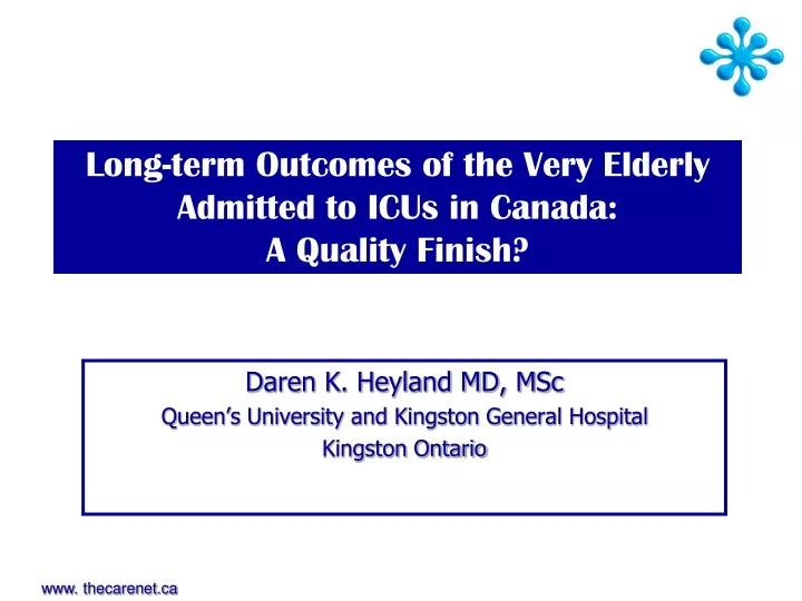 long term outcomes of the very elderly admitted to icus in canada a quality finish