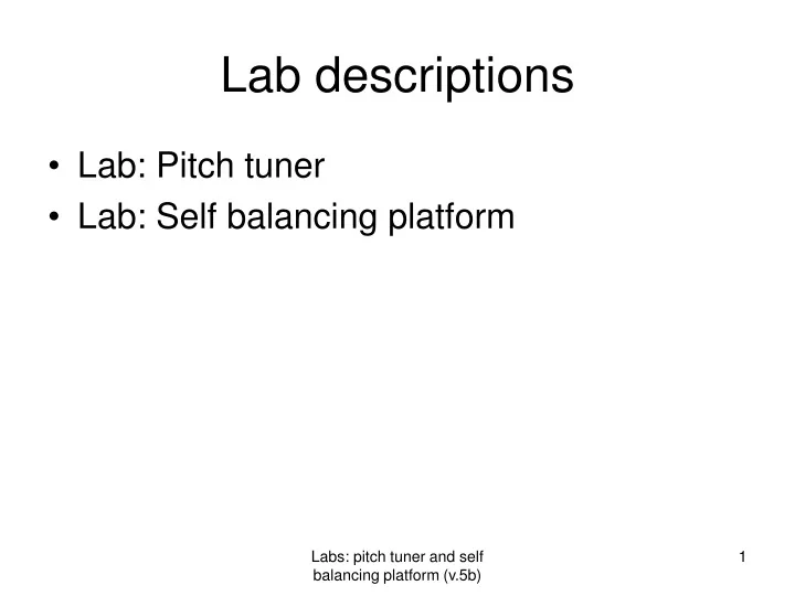 lab descriptions