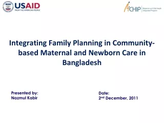 Integrating Family Planning in Community-based Maternal and Newborn Care in Bangladesh