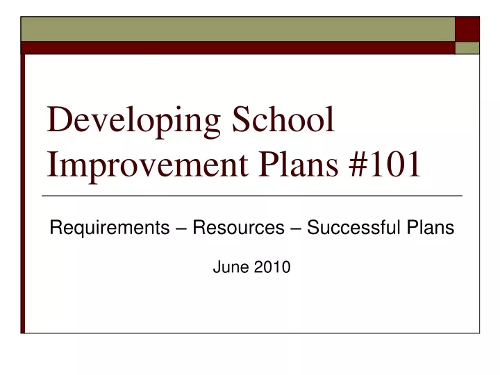 developing school improvement plans 101