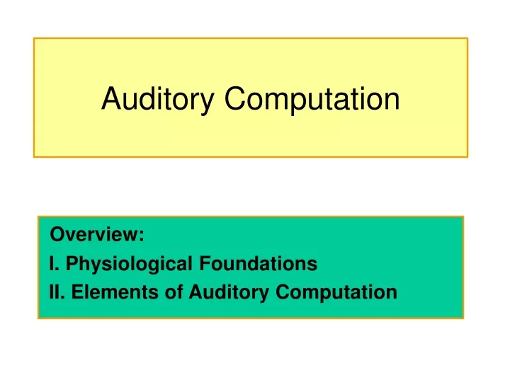 auditory computation