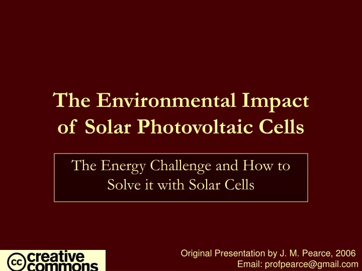 the environmental impact of solar photovoltaic cells