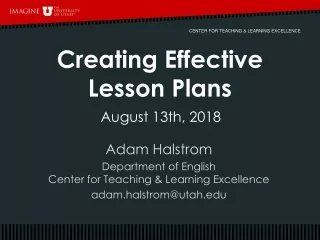 Creating Effective  Lesson Plans