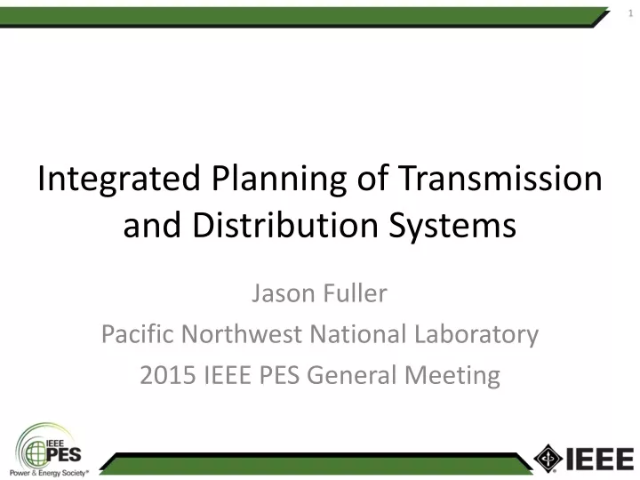 integrated planning of transmission and distribution systems