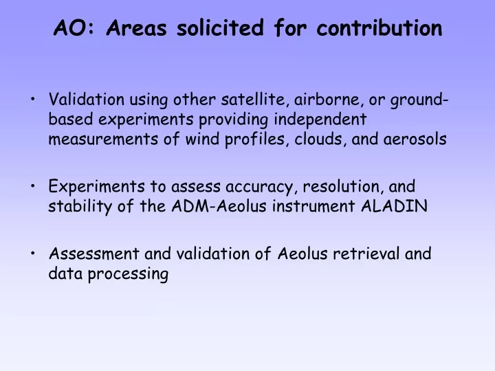 ao areas solicited for contribution