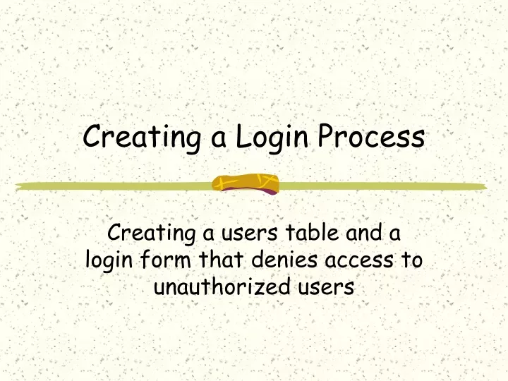 creating a login process