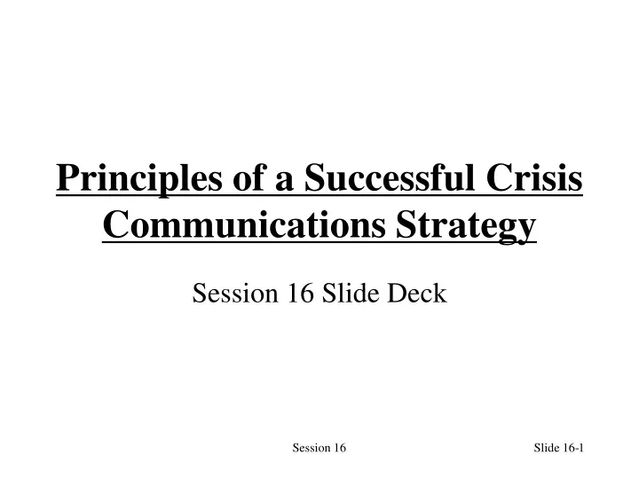 principles of a successful crisis communications strategy