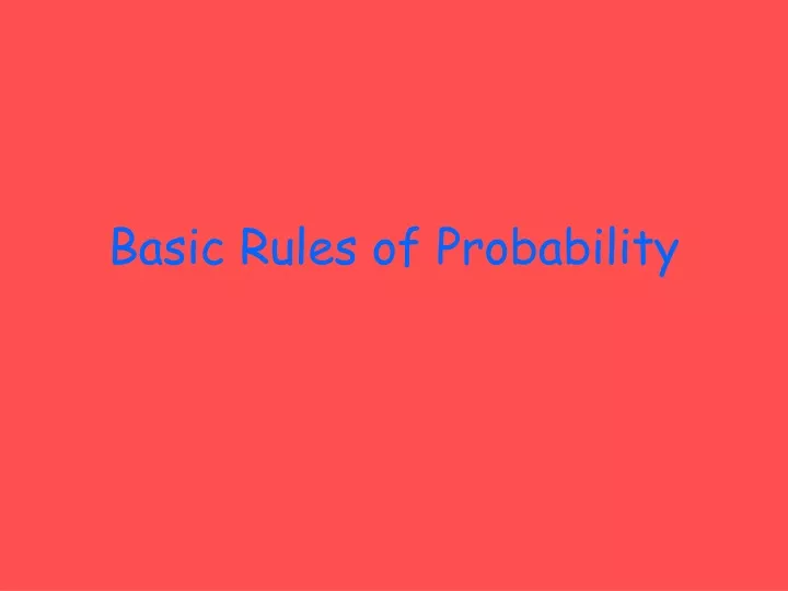 basic rules of probability