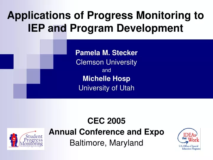 applications of progress monitoring to iep and program development