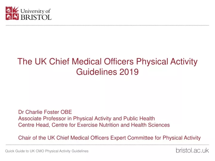 the uk chief medical officers physical activity guidelines 2019