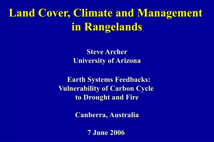 land cover climate and management in rangelands