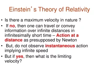 Einstein ’ s Theory of Relativity