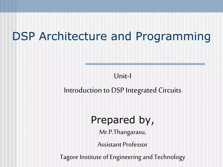 dsp architecture and programming