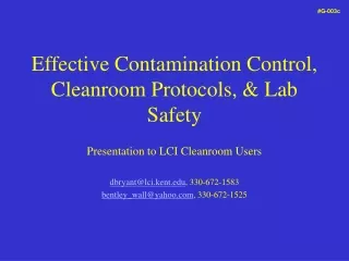 Effective Contamination Control, Cleanroom Protocols, &amp; Lab Safety