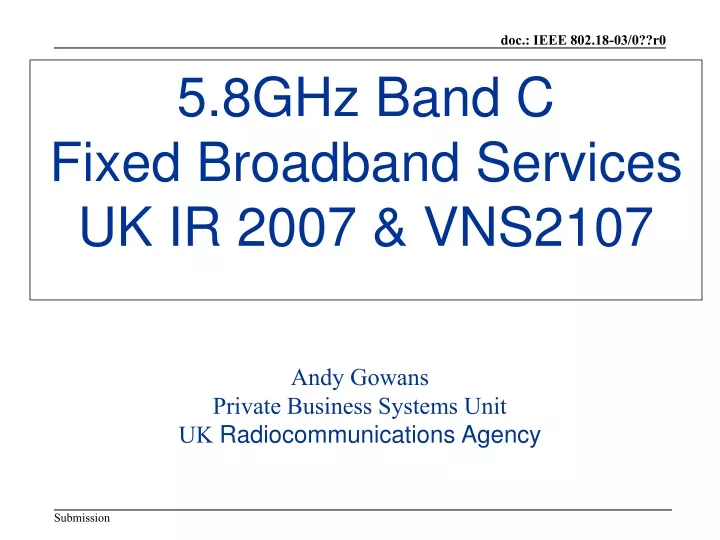 5 8ghz band c fixed broadband services uk ir 2007 vns2107