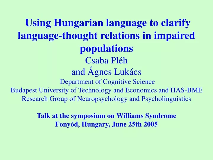 using hungarian language to clarify language