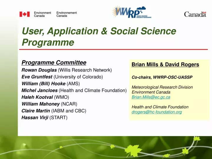 user application social science programme