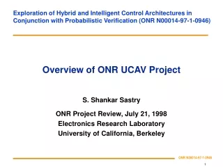 Overview of ONR UCAV Project
