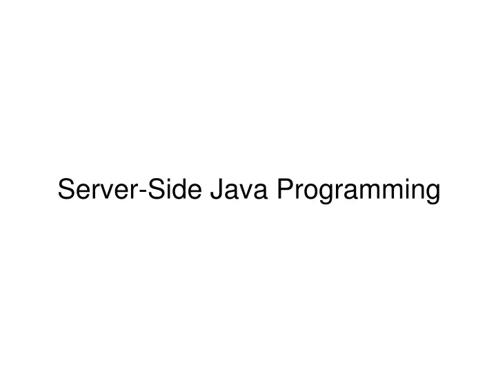 server side java programming