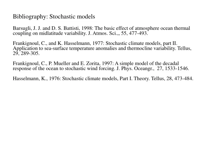 bibliography stochastic models barsugli