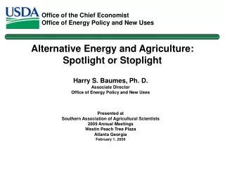 Alternative Energy and Agriculture:  Spotlight or Stoplight