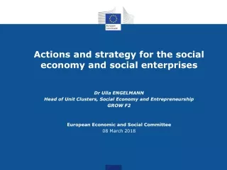 Actions  and strategy for the social economy and social enterprises Dr Ulla ENGELMANN