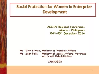 Social Protection for Women in Enterprise Development