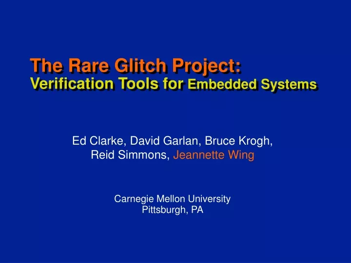 the rare glitch project verification tools for embedded systems