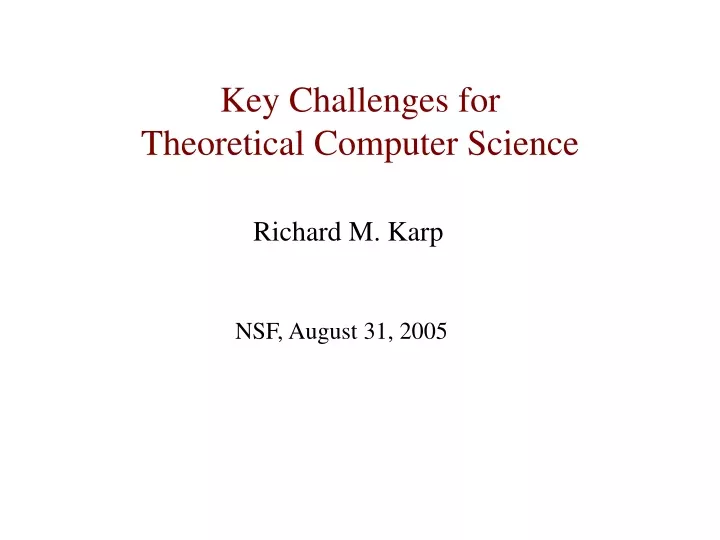 key challenges for theoretical computer science