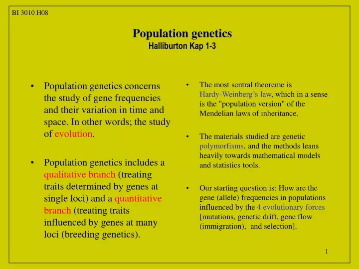 population genetics concerns the study of gene