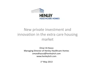 New private investment and innovation in the extra care housing market
