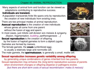 Chapter 46: ANIMAL REPRODUCTION