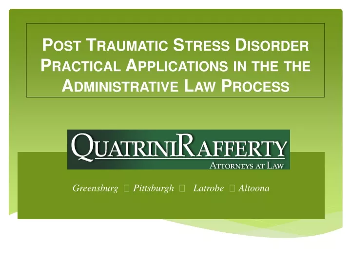 post traumatic stress disorder practical applications in the the administrative law process
