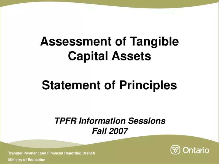 assessment of tangible capital assets statement of principles