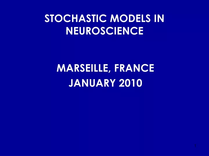 stochastic models in neuroscience
