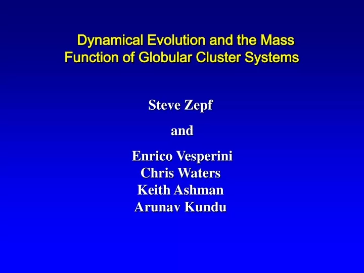 dynamical evolution and the mass function
