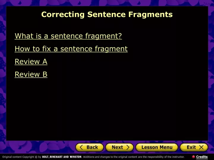 correcting sentence fragments