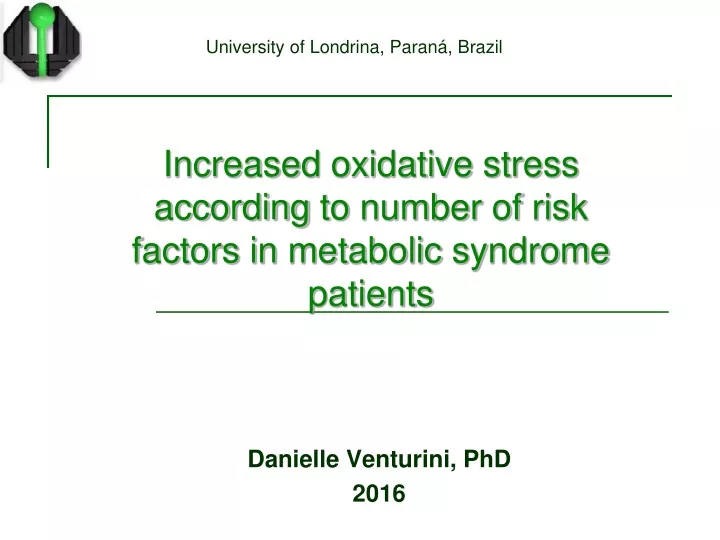 increased oxidative stress according to number of risk factors in metabolic syndrome patients