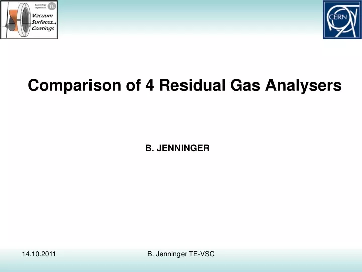 comparison of 4 residual gas analysers