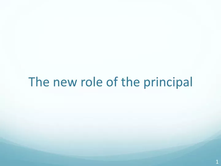 the new role of the principal