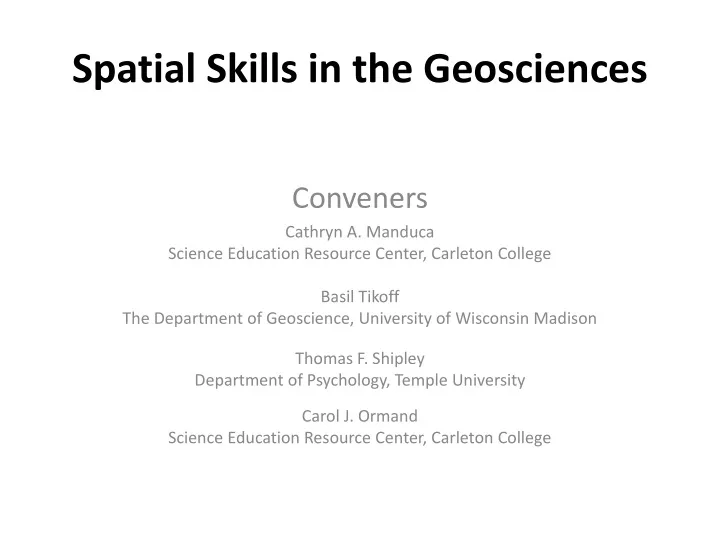 spatial skills in the geosciences