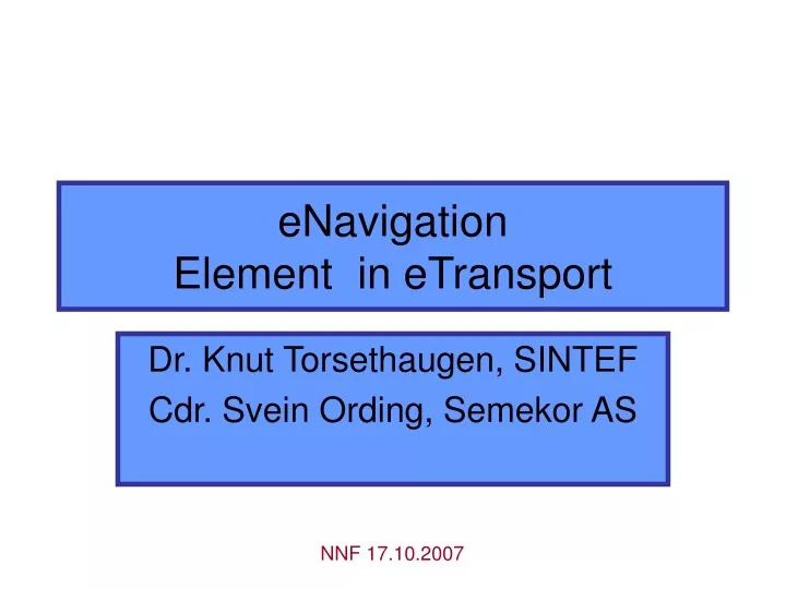enavigation element in etransport