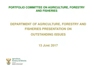 PORTFOLIO COMMITTEE ON AGRICULTURE, FORESTRY AND FISHERIES