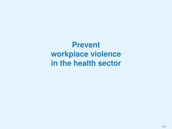 prevent workplace violence in the health sector