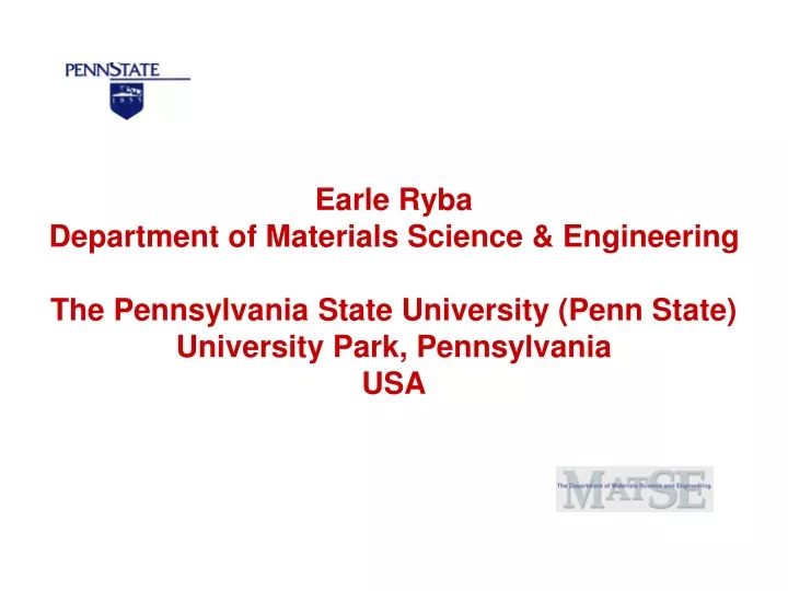 earle ryba department of materials science