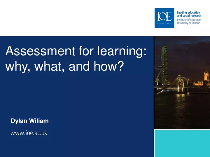 assessment for learning why what and how