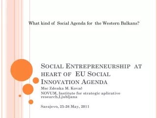 Social Entrepreneurship  at heart of  EU Social Innovation Agenda