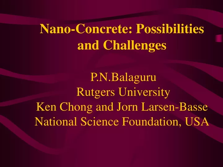 nano concrete possibilities and challenges