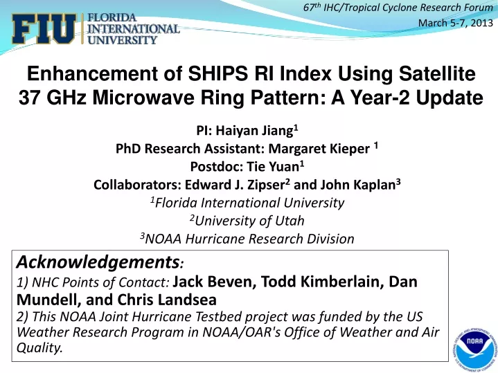 67 th ihc tropical cyclone research forum march